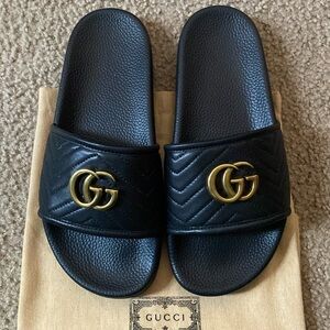 Gucci Matelasse Leather Slides